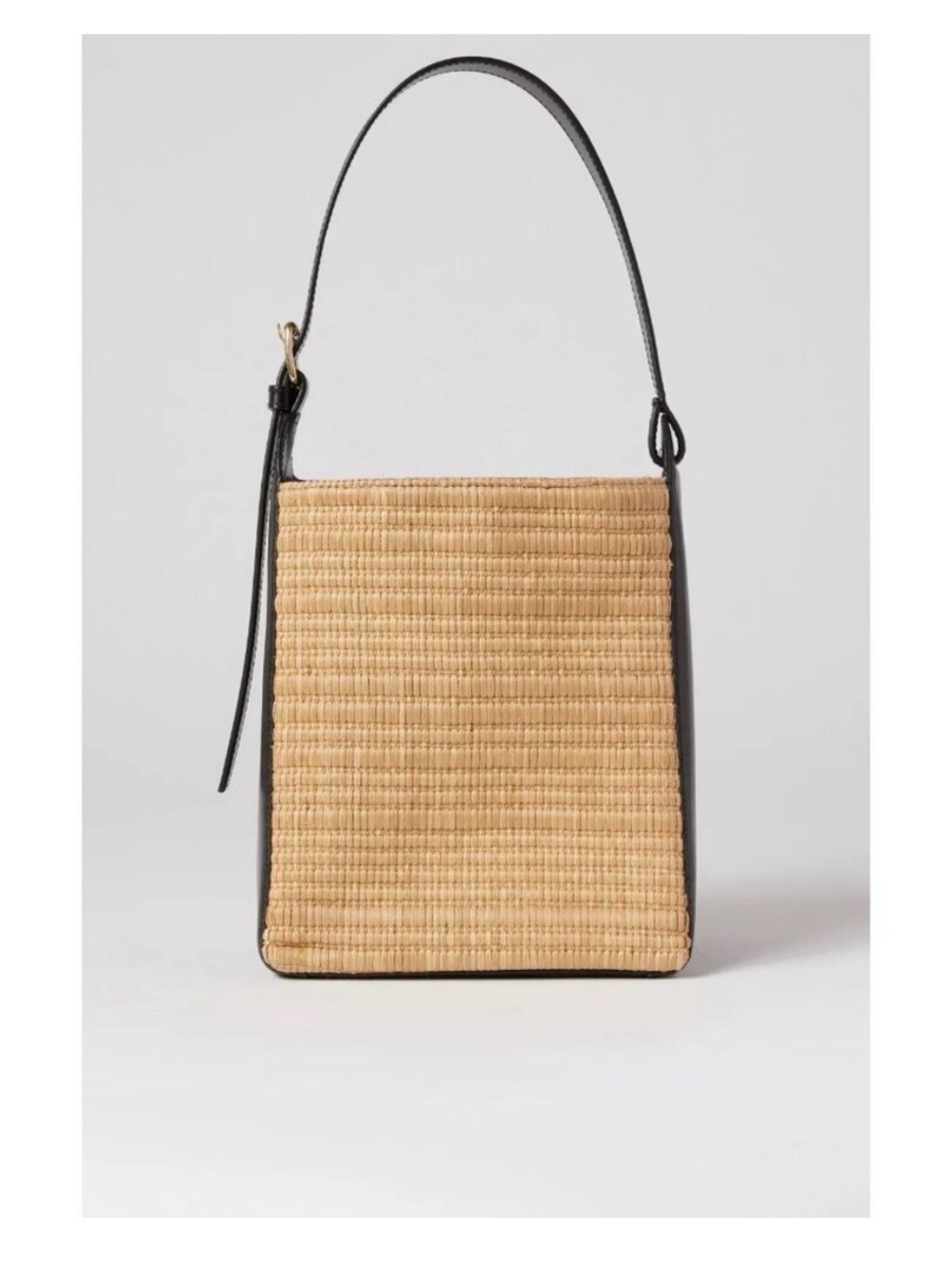 A.P.C. Woven Straw Tote with Black Leather Trim - Natural/Black